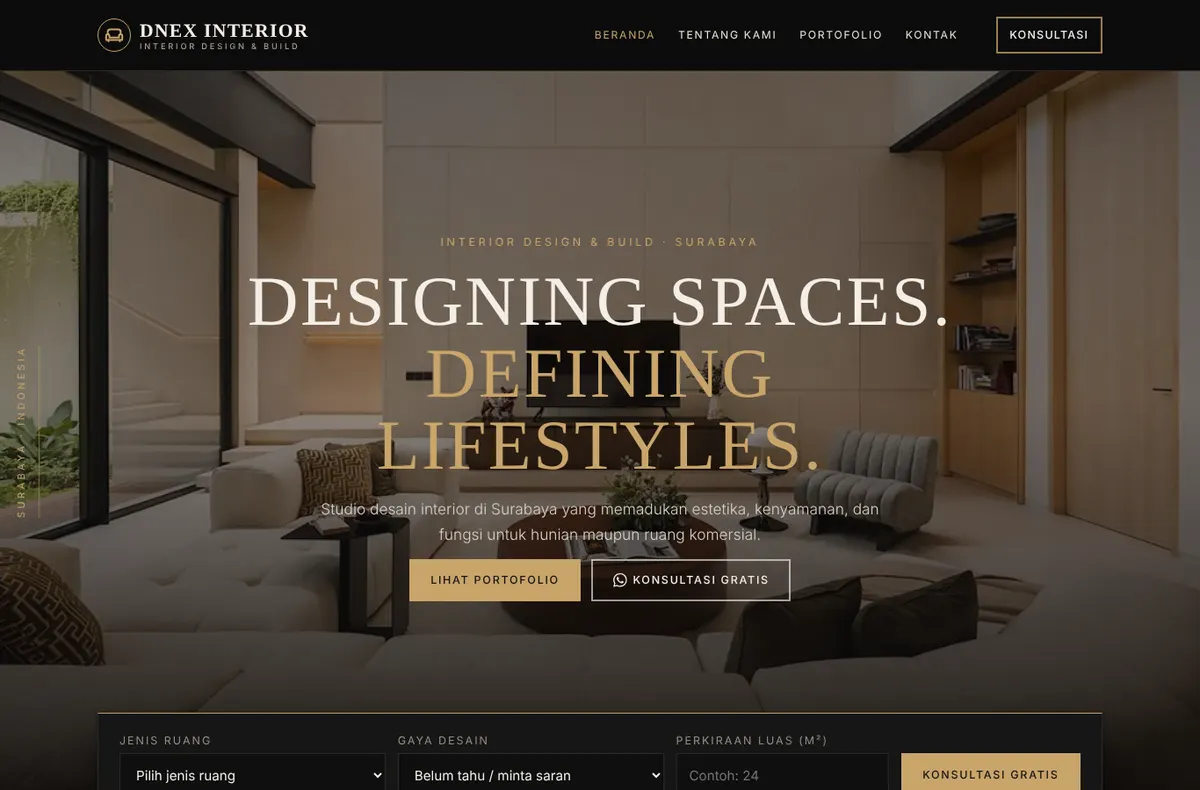 Contoh website studio desain interior